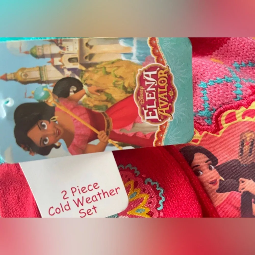 😍 NEW 2pc Disney Princess Elena of Avalor Fleece Lined Hat & Gloves Set Girls
